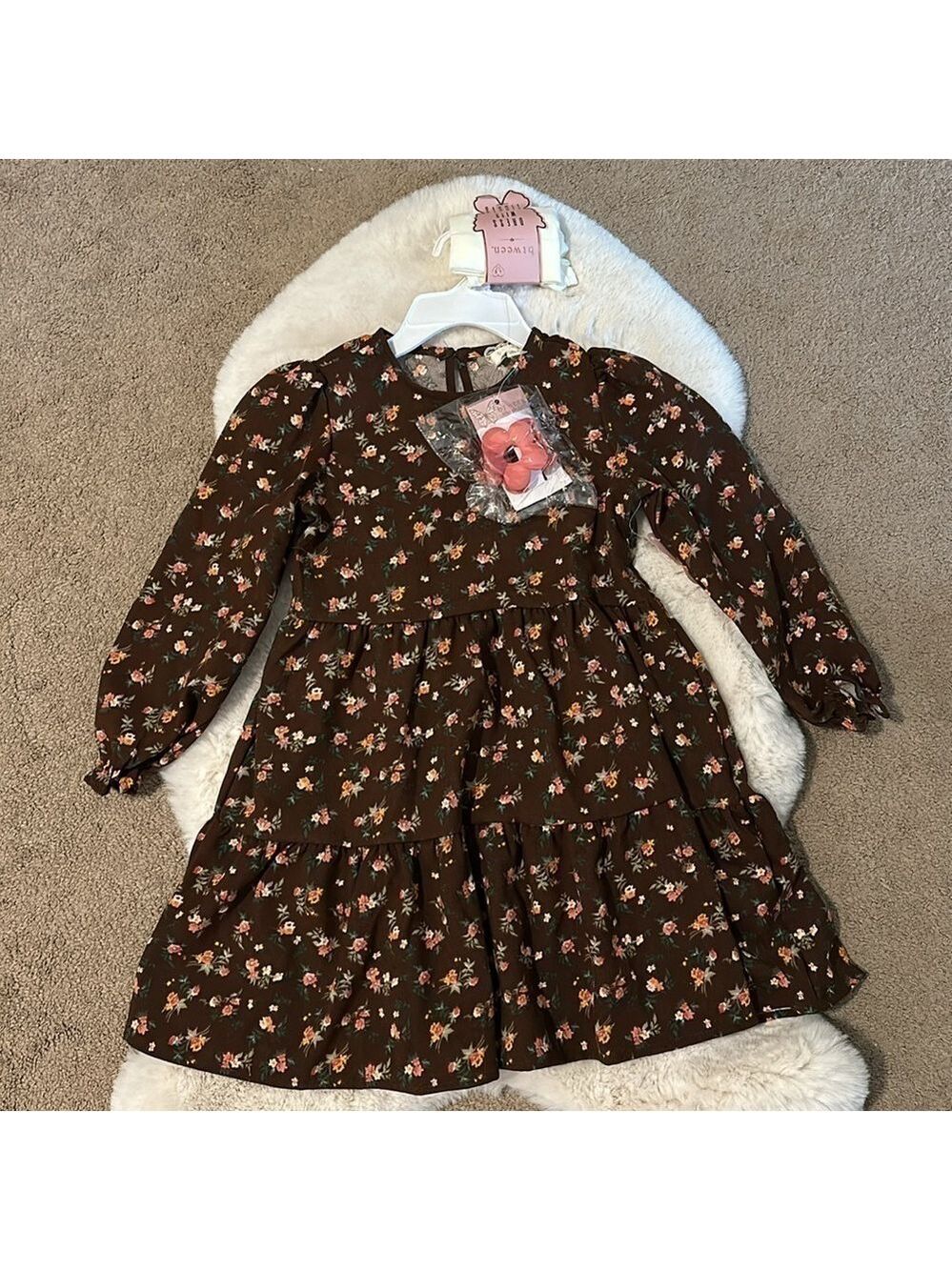 Girls fall Floral Dress and accessories